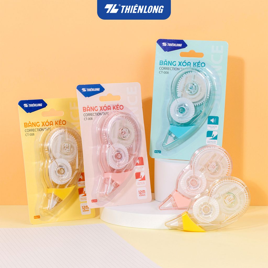 Bút xóa kéo - Correction Tape Thiên Long - Khô siêu nhanh Viết được ngay sau khi xóa