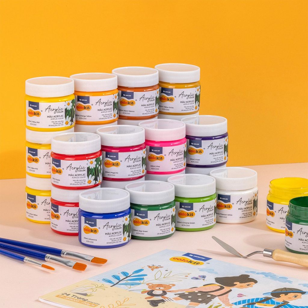 Màu nước Acrylic dạng hủ 100ml Thiên Long Colokit ACR-C010
