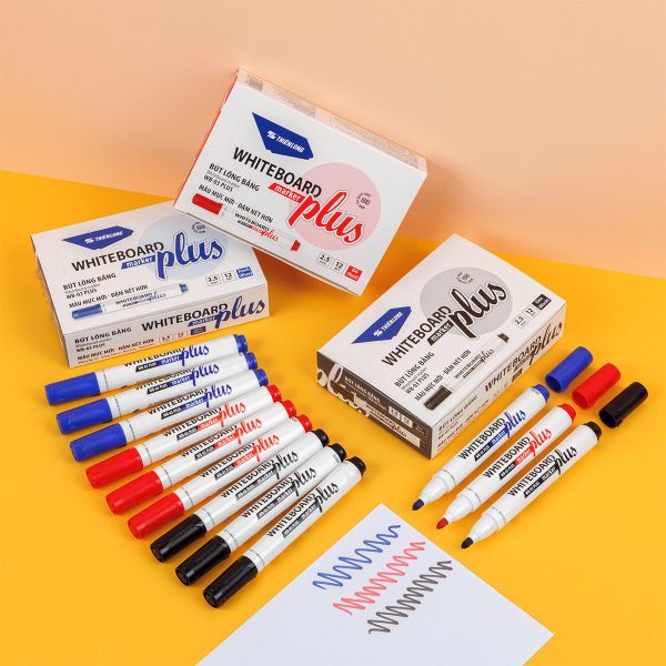 Combo 12 bút lông bảng - White Board Marker Thiên Long WB-03 Plus - Màu mực mới đậm nét hơn