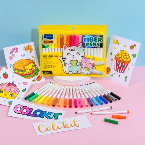 Bút lông màu Fiber Pen Colokit FP-C03 - Tặng bộ tranh 3D