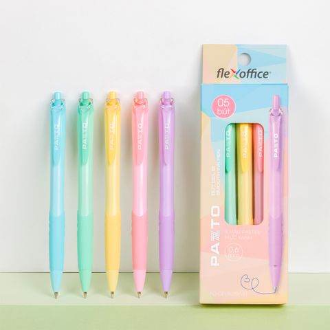 Bút gel B màu Pastel Thiên Long Flexoffice Pazto FO-GELB039/VN - Mực xanh (5 cây)