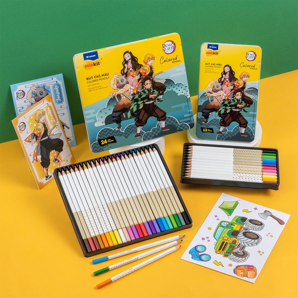 Bút chì 12/24 màu Colored Pencils - Thiên Long Colokit - Phiên bản Demon Slayer