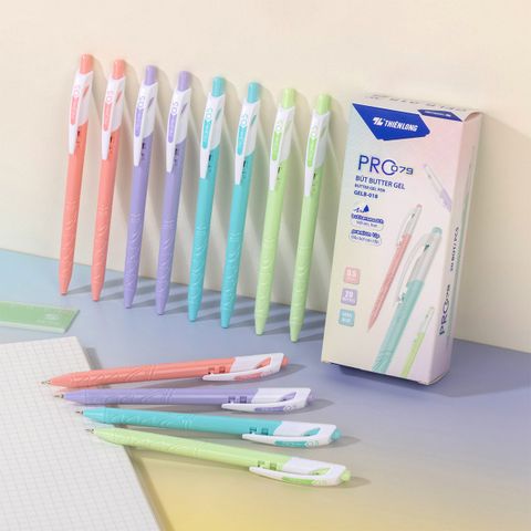 Bút gel B - Butter Gel PRO-079 Thiên Long GELB-018 - Premium Tip viết êm, trơn - Mực Xanh - Màu thân ngẫu nhiên
