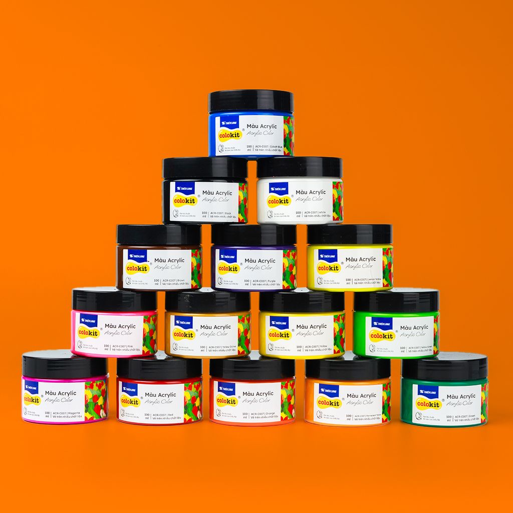 Màu nước acrylic cao cấp không phai màu dạng hũ 100ml Thiên Long Colokit ACR-C007