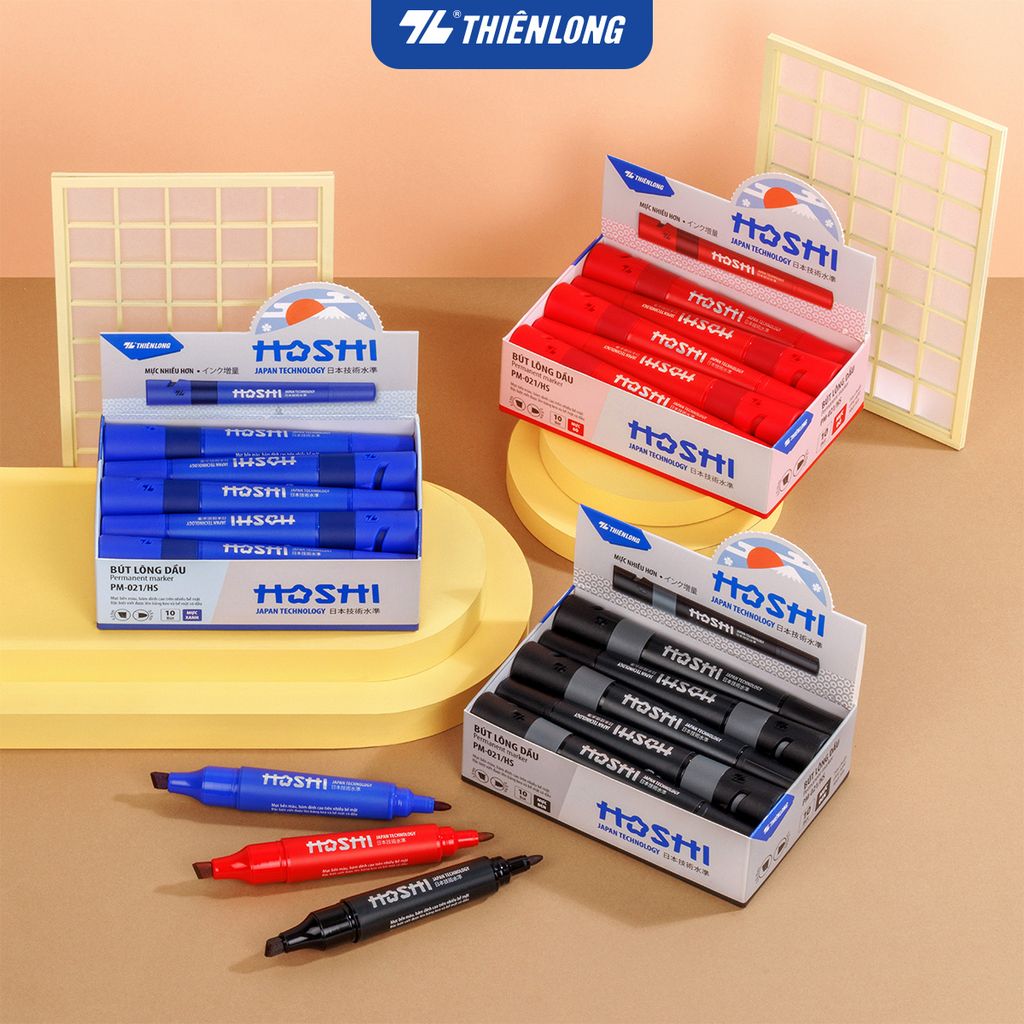 Combo 10 Bút lông dầu Hoshi Thiên Long PM-021/HS - Công nghệ Nhật Bản