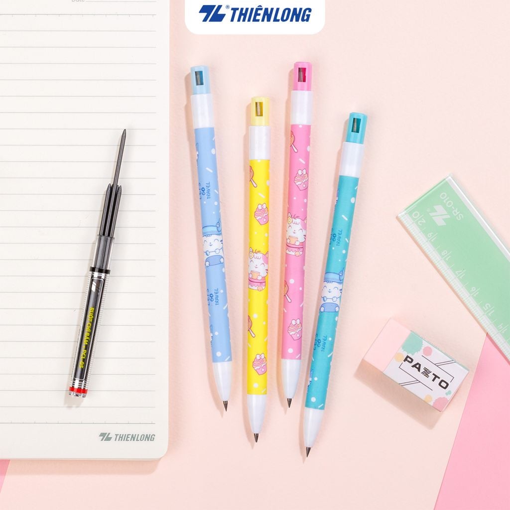Bút chì bấm Thiên Long PC-029 - Tích hợp chuốt chì trên thân bút - Màu thân ngẫu nhiên