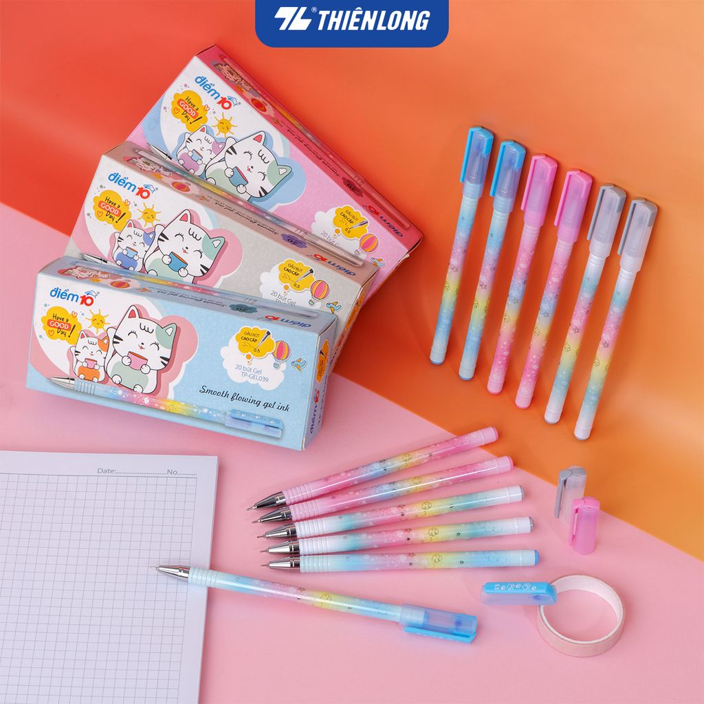 Combo 20 Bút gel Smooth Flowing Gel Ink Thiên Long Điểm 10 TP-GEL039