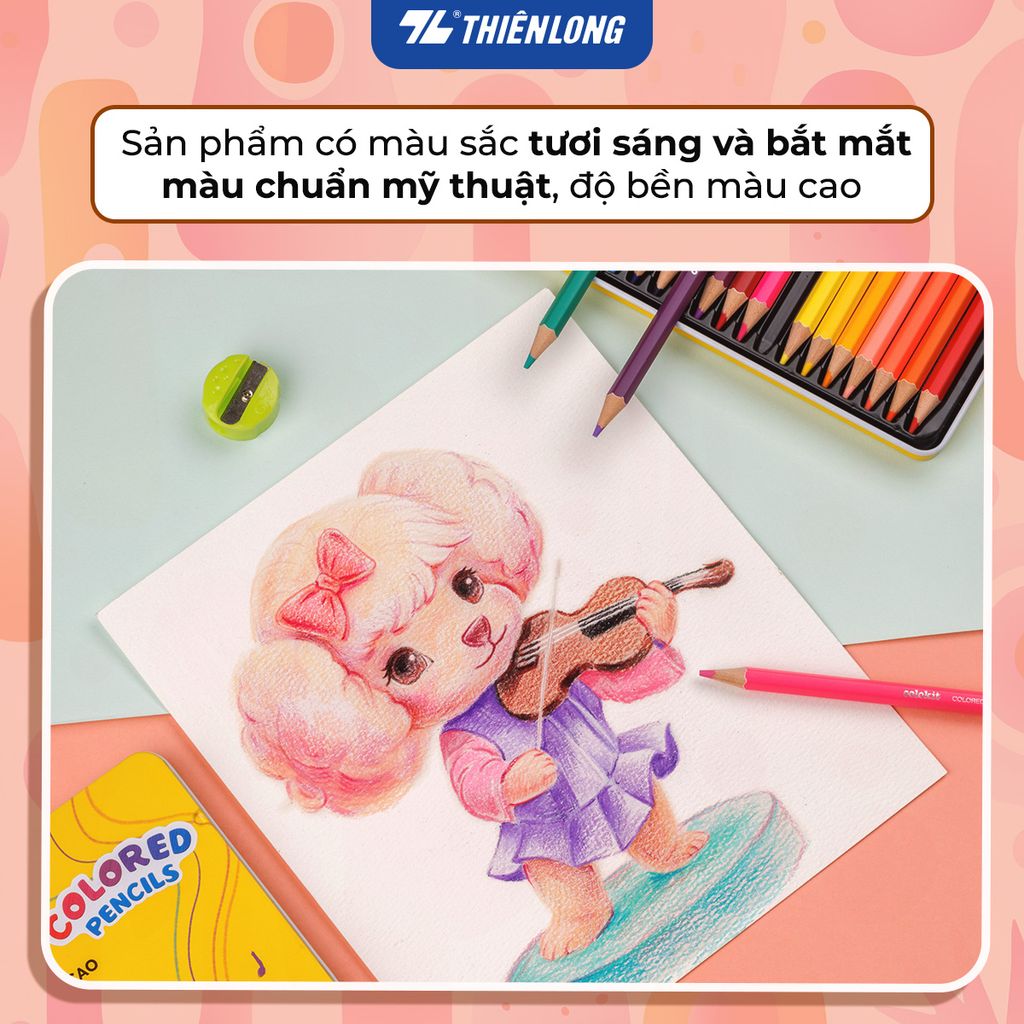 Bút chì 12/18/24 màu hộp thiếc Colored Pencils Thiên Long Colokit