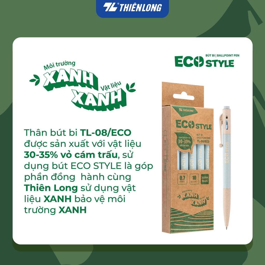 Combo 5/10/20 Bút bi - Eco Style Thiên Long TL-08/ECO thân thiện mới môi trường