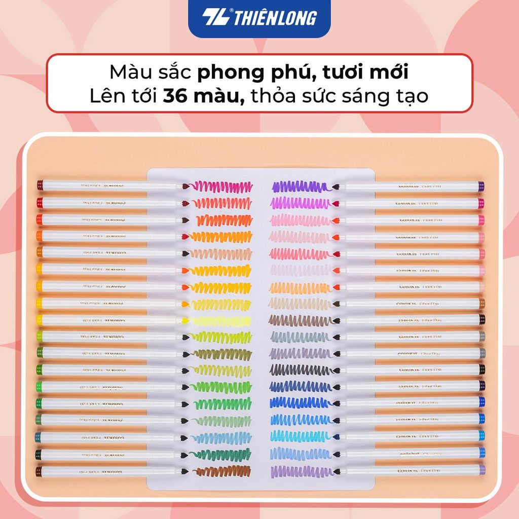 Hộp Bút Lông 36 Màu Fiber Pen Washable - Nét Mảnh Nét To - Colokit SWM-C006