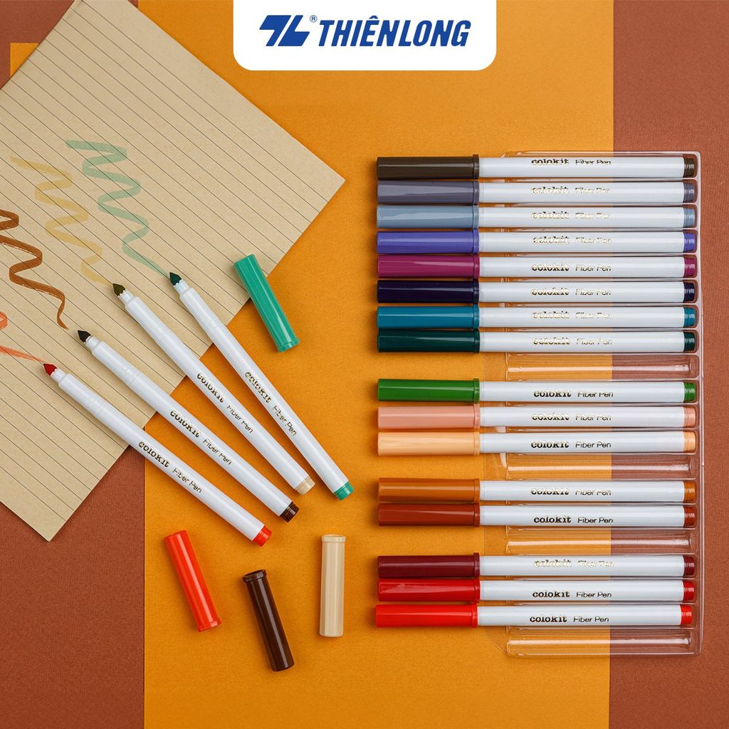 Bút lông 20 màu Pastel Fiber Pen Thiên Long Colokit SWM-C008 - Bút lông màu rửa được