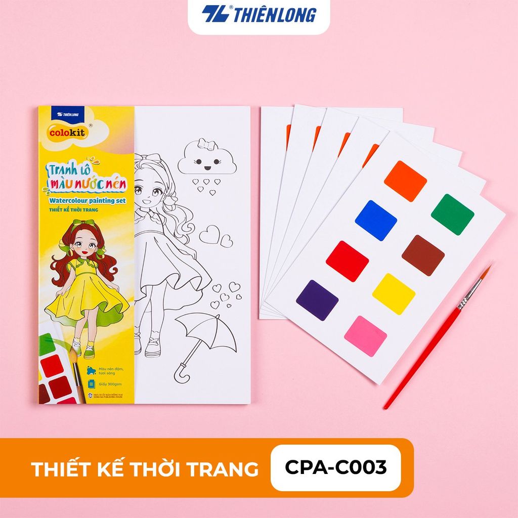 Tranh tập tô màu nước dạng nén - Watercolour Painting Set Thiên Long Colokit