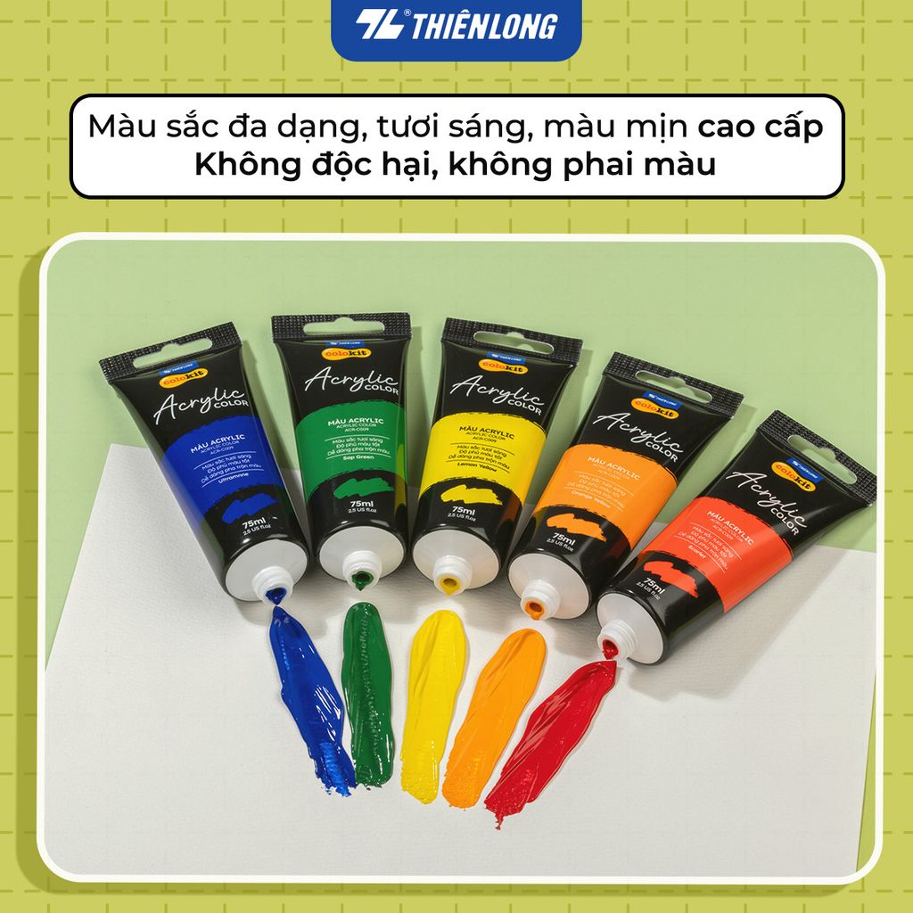 Màu nước Acrylic dạng tuýp 75ml Thiên Long Colokit ACR-C009