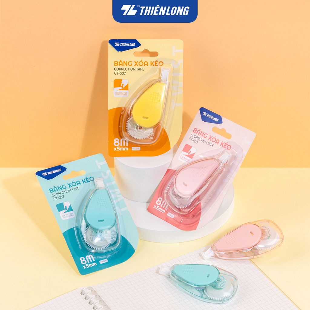Bút xóa kéo - Correction Tape Thiên Long - Khô siêu nhanh Viết được ngay sau khi xóa