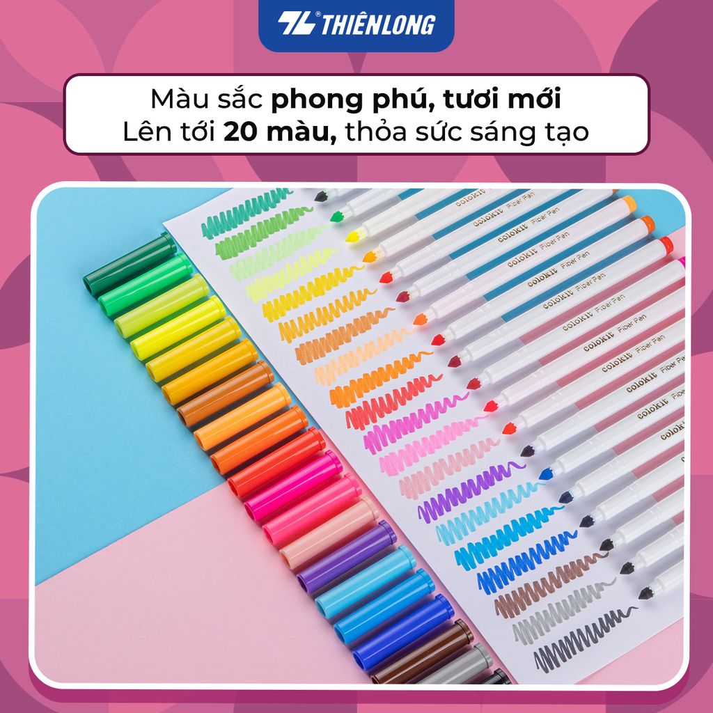 Bút lông màu Fiber Pen Colokit FP-C03 - Tặng bộ tranh 3D