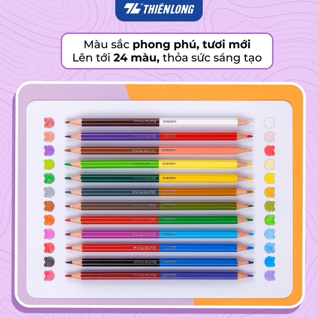 Bút chì 12/24 màu hai đầu - Double Ended Colored Pencils - Thiên Long Colokit
