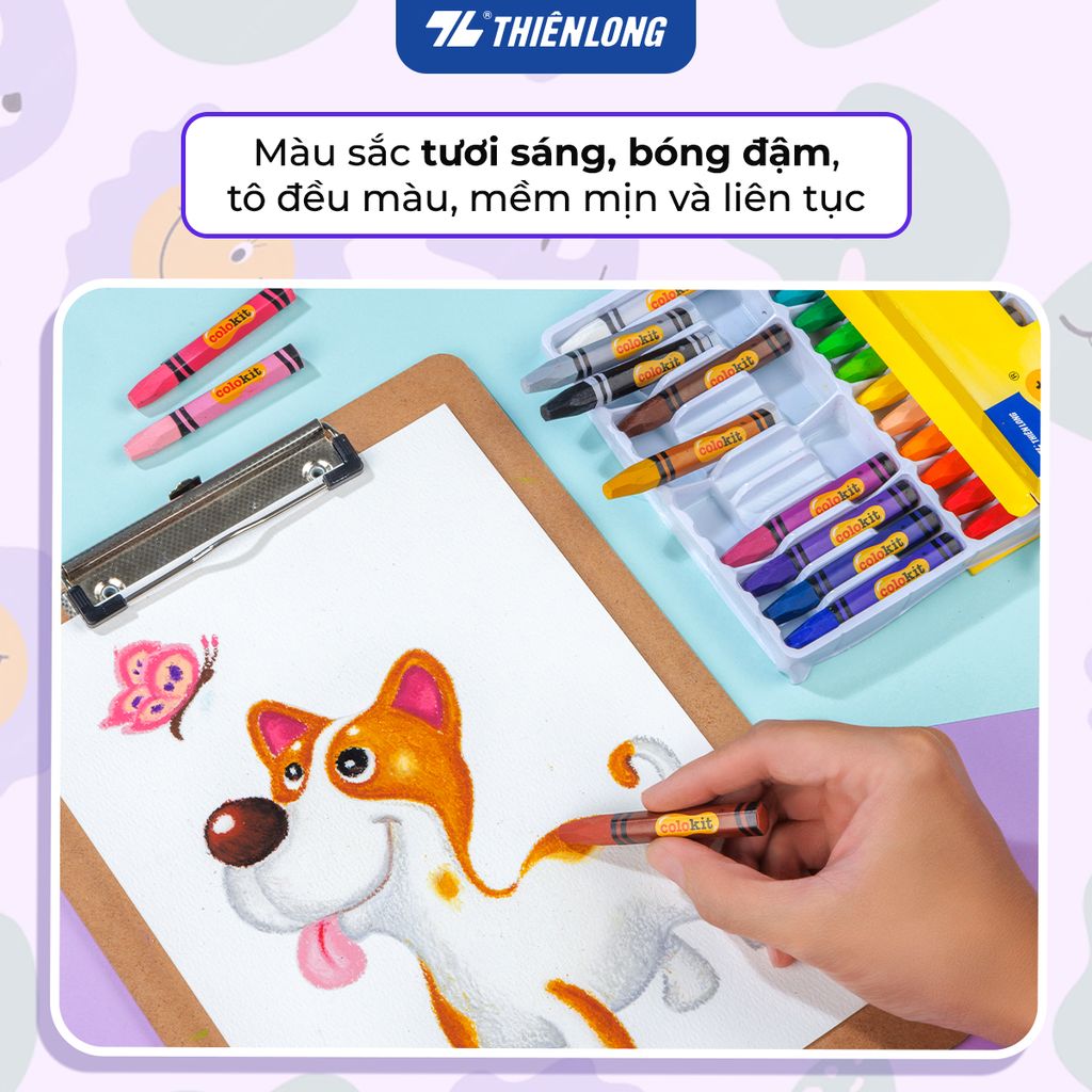 Bút sáp dầu 12/18/24 màu - Hexagonal Oil Pastels Thiên Long Colokit - Tiêu chuẩn châu Âu