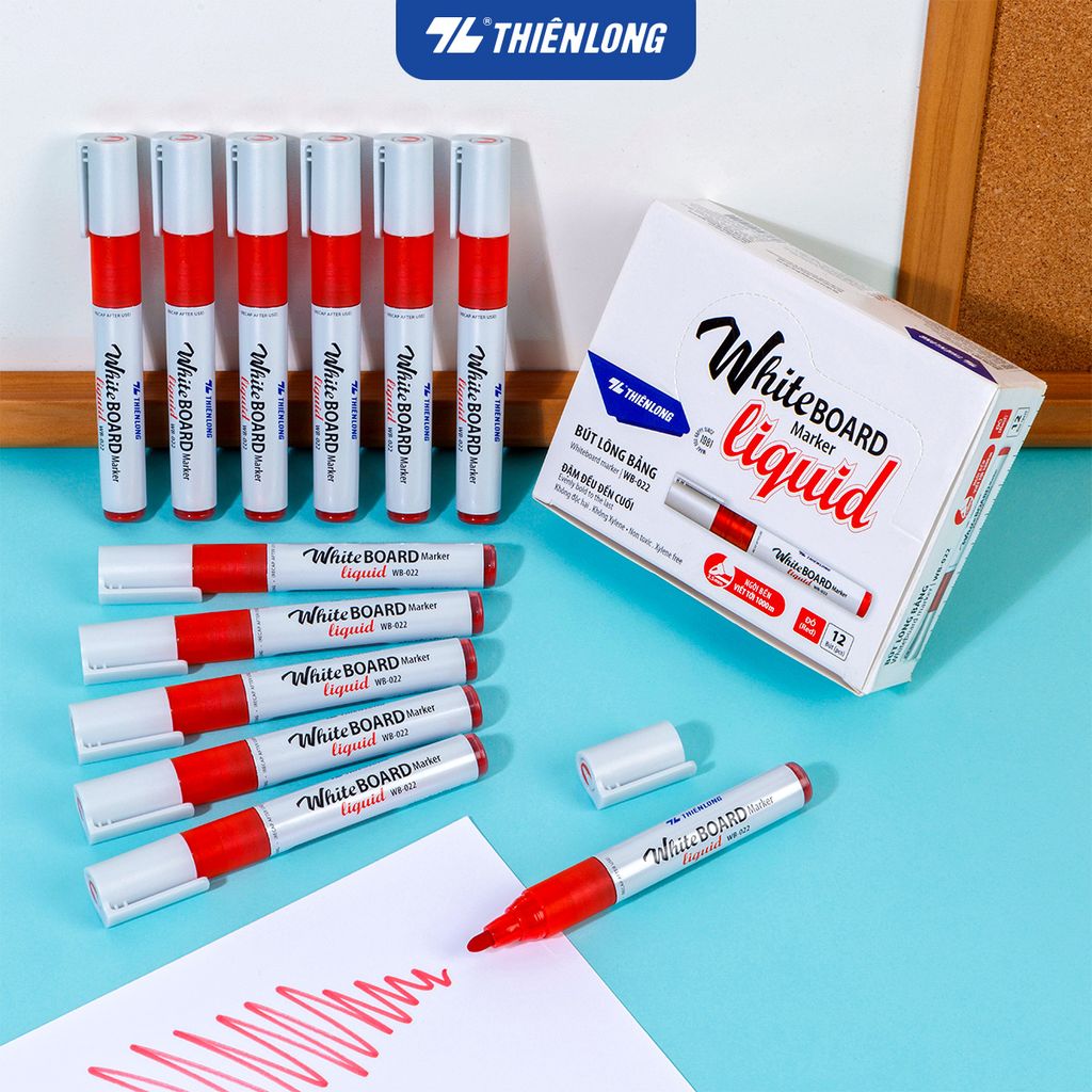 Combo 12 Bút lông bảng - Whiteboard Marker Liquid Thiên Long WB-022 - Không Xylene