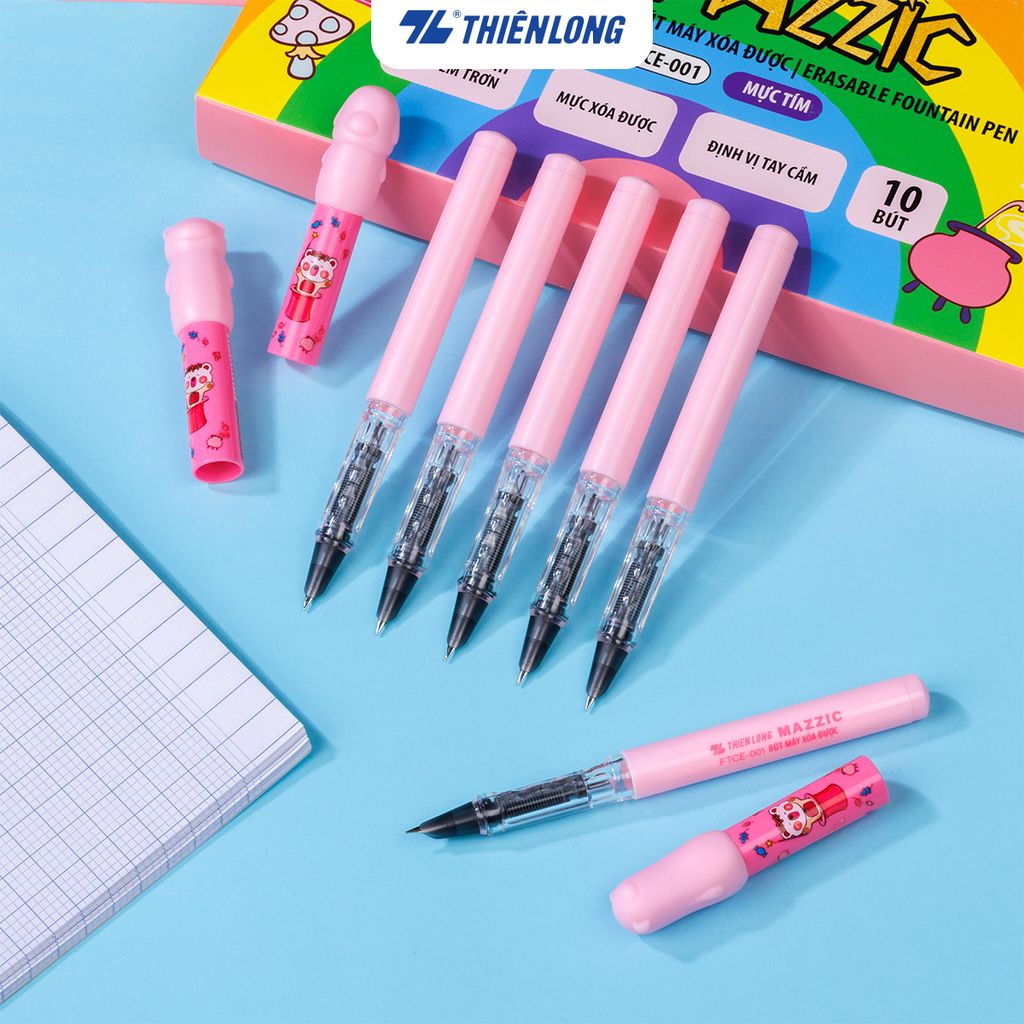 Combo 10 Bút máy xóa được Mazzic Thiên Long FTCE-001 - Ngòi cải tiến, trơn, êm với ống mực không lắng cặn