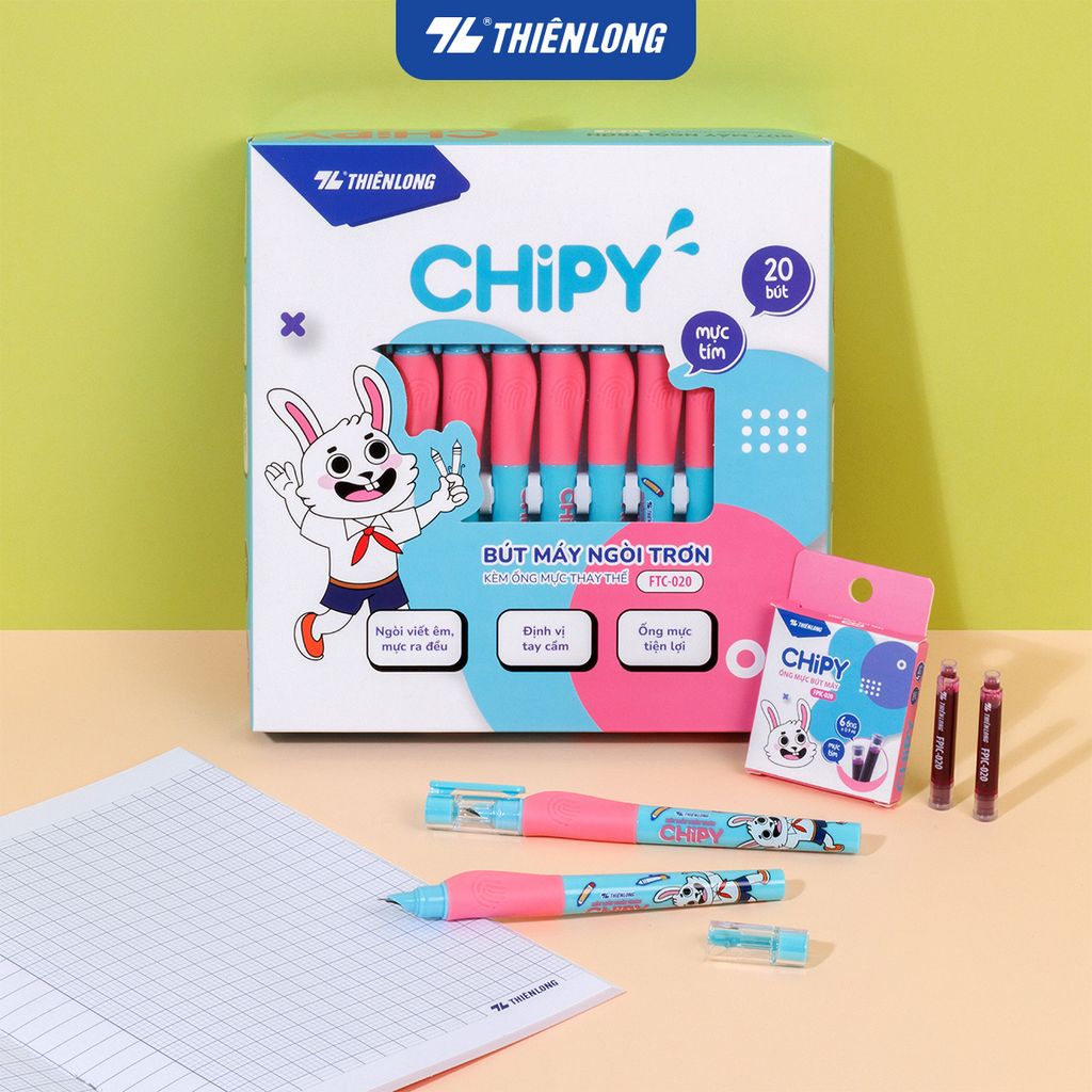 Bút máy CHiPY Thiên Long FTC-020 - Ngòi trơn, êm với ống mực tặng kèm