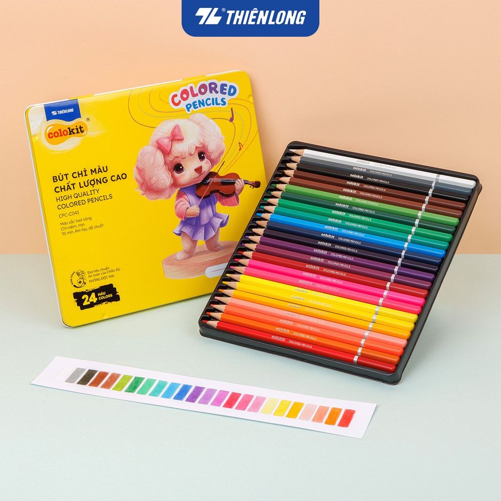 Bút chì 12/18/24 màu hộp thiếc Colored Pencils Thiên Long Colokit