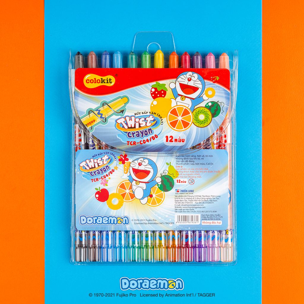 Bút sáp vặn 18 màu Colokit Doraemon TCR-C05/DO