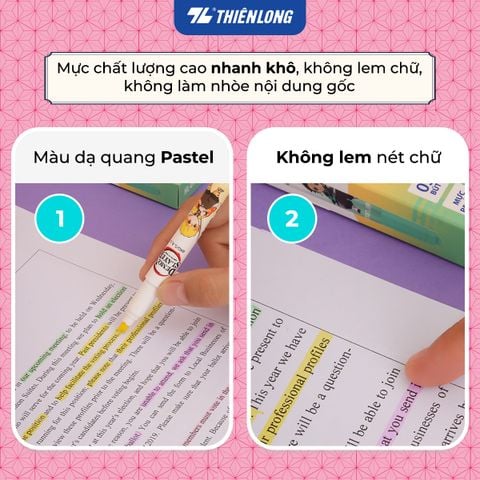 Hộp 5 bút dạ quang màu Pastel Thiên Long HL-019/DS - Phiên bản Demon Slayer