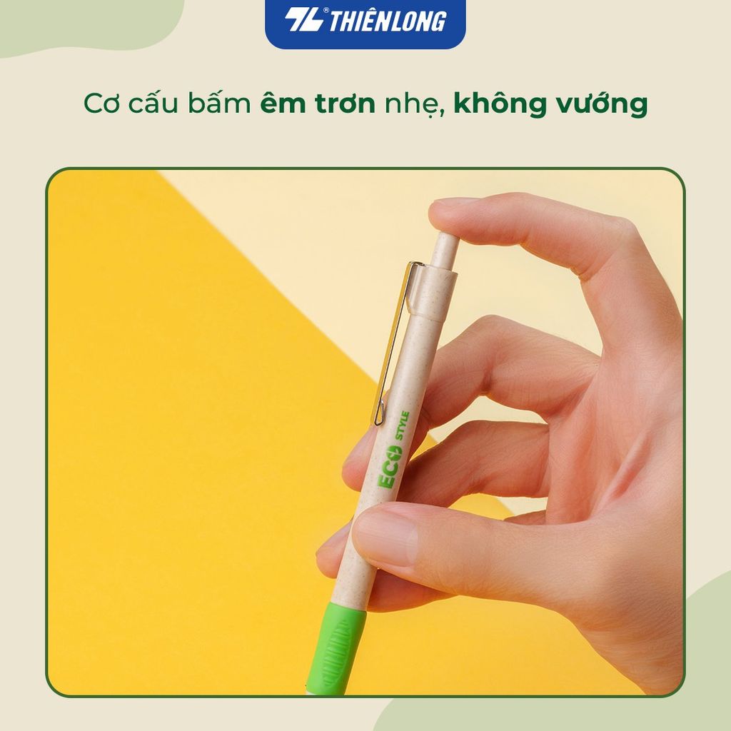Bút bi Thiên Long ECO Style TL-038/ECO - Chất liệu từ vỏ cám trấu - Mực Xanh