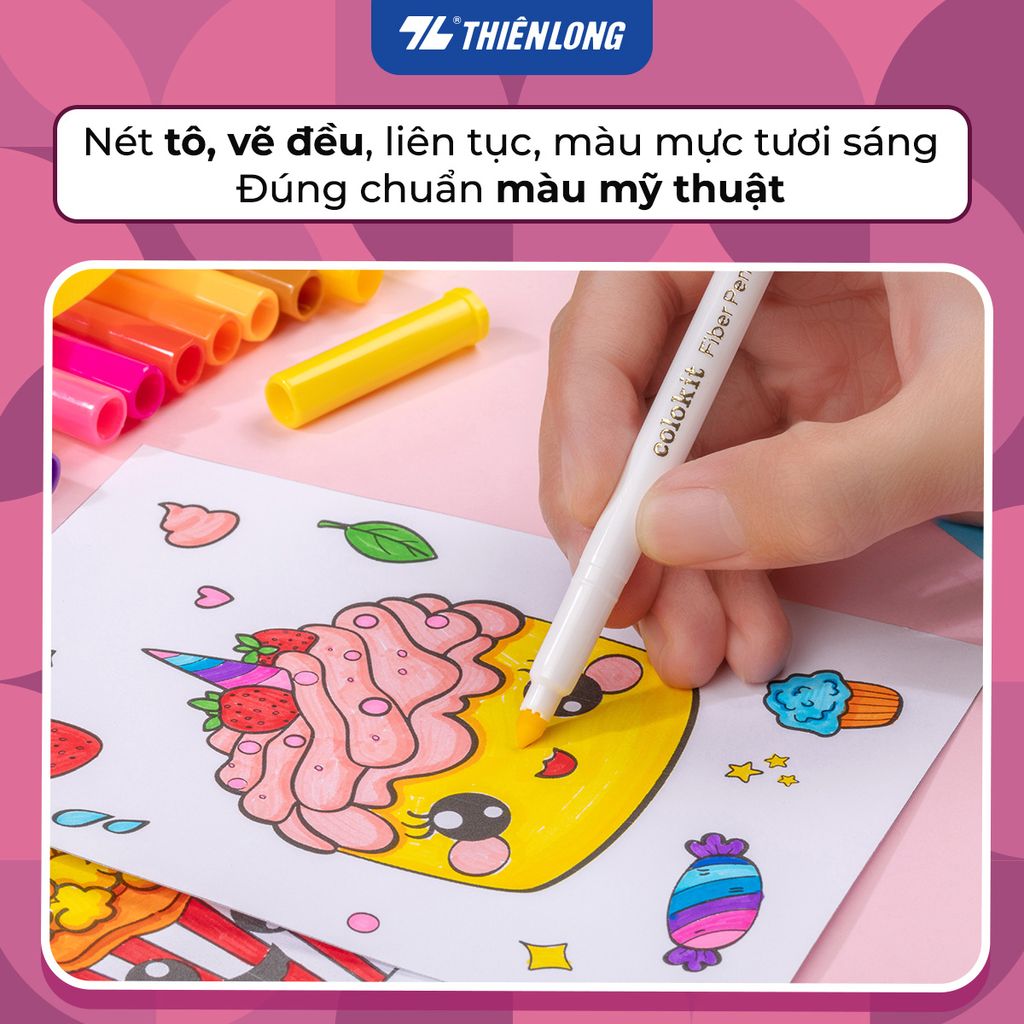 Bút lông màu Fiber Pen Colokit FP-C03 - Tặng bộ tranh 3D