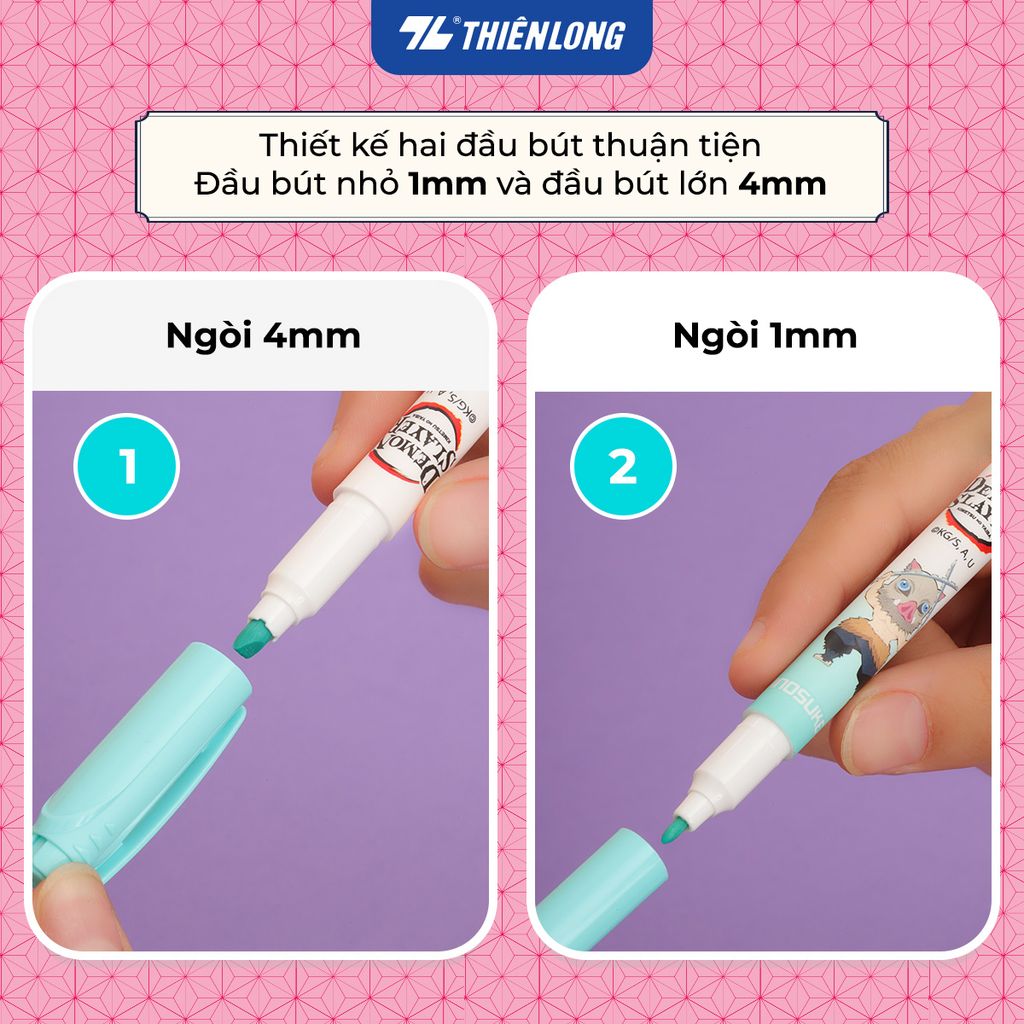 Hộp 5 bút dạ quang màu Pastel Thiên Long HL-019/DS - Phiên bản Demon Slayer
