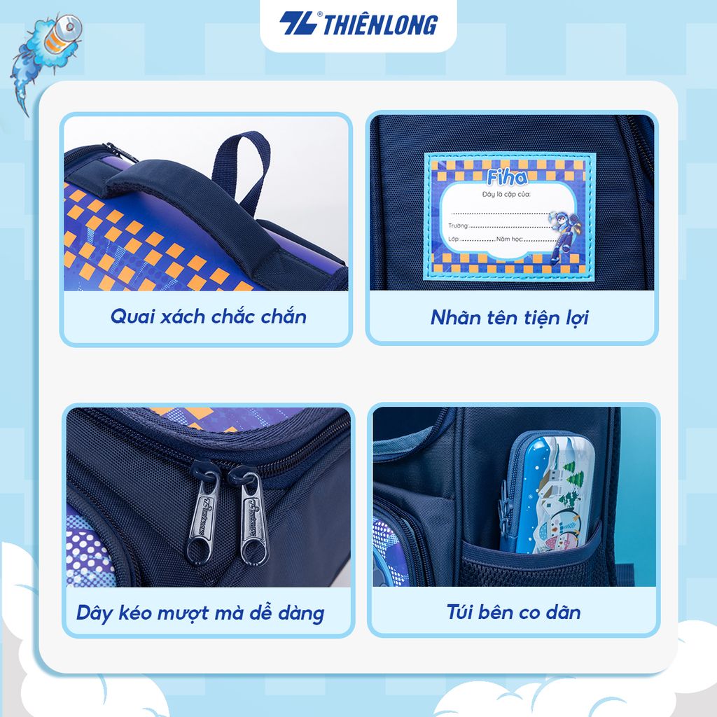 Cặp chống gù - Balo học sinh AkooLand Thiên Long BP-022/AK - Đệm mút dày dặn hơn