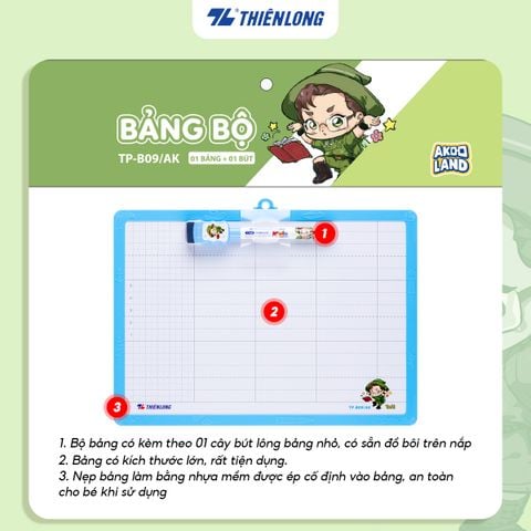 Bảng học sinh 2 mặt Thiên Long TP-B09/AK - Nhân vật Akooland thế giới học cụ thần kỳ