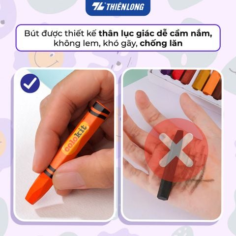 Bút sáp dầu 12/18/24 màu - Hexagonal Oil Pastels Thiên Long Colokit - Tiêu chuẩn châu Âu