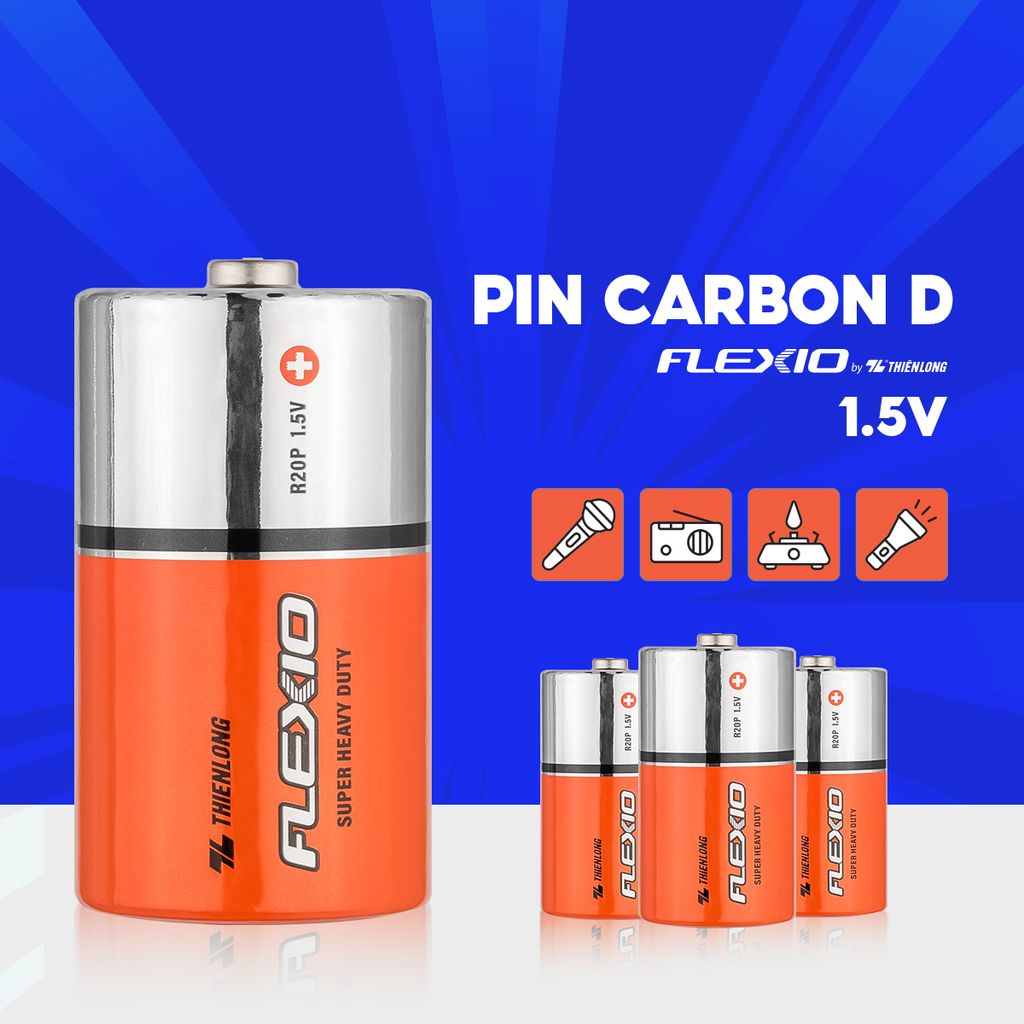 Lốc 2 Pin đại D Thiên Long Flexio BAC-R20/2