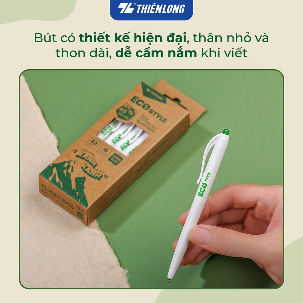 Combo 5/10/20 Bút bi - Eco Style Thiên Long TL-037/ECO thân thiện mới môi trường - Mực Xanh