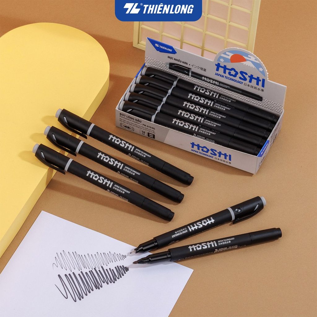 Combo 10 Bút lông dầu Hoshi Thiên Long PM-019/HS - Công nghệ Nhật Bản