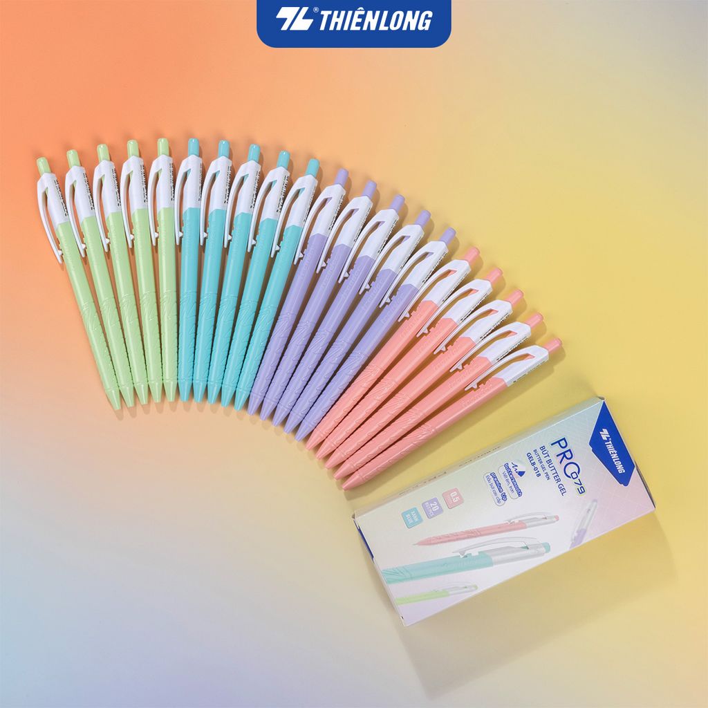 Bút gel B - Butter Gel PRO-079 Thiên Long GELB-018 - Premium Tip viết êm, trơn - Mực Xanh - Màu thân ngẫu nhiên