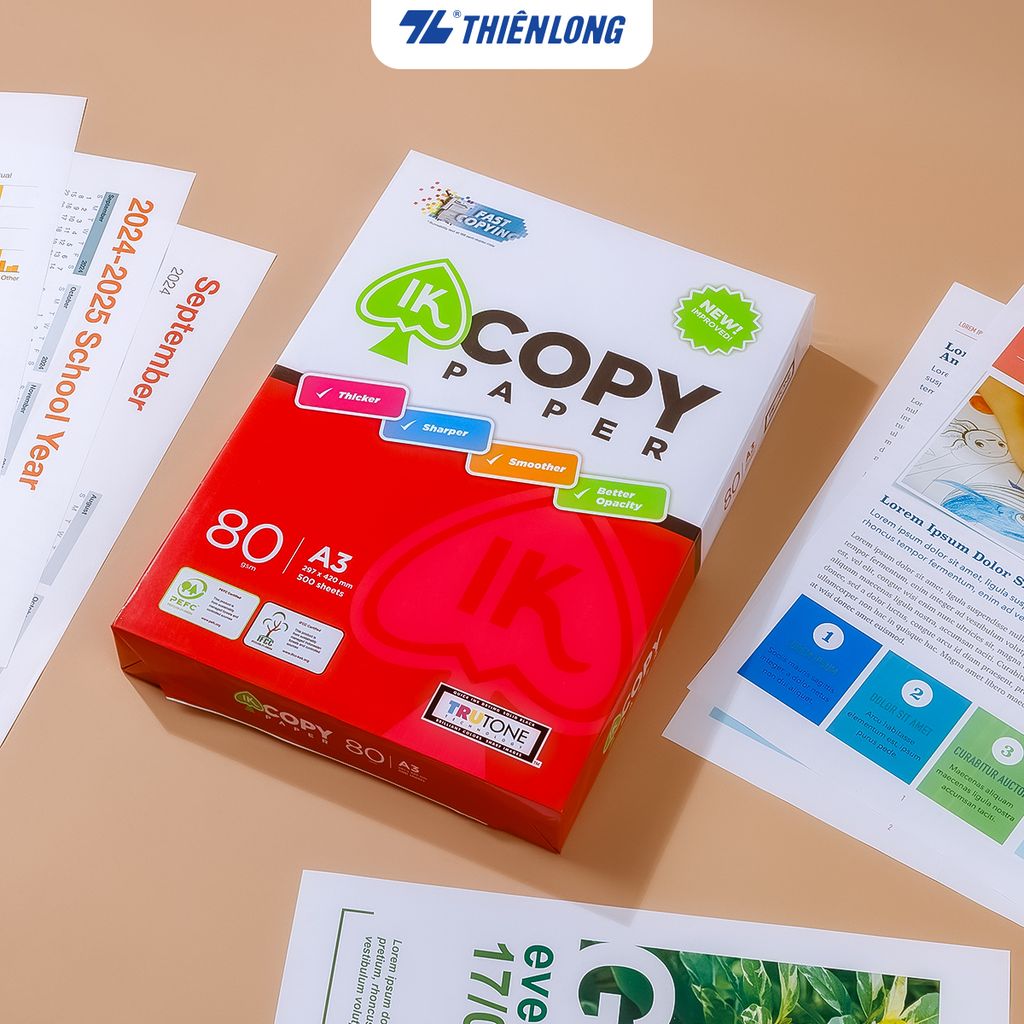 Ream giấy A3 80 gsm IK Copy (500 tờ) - Hàng nhập khẩu Indonesia