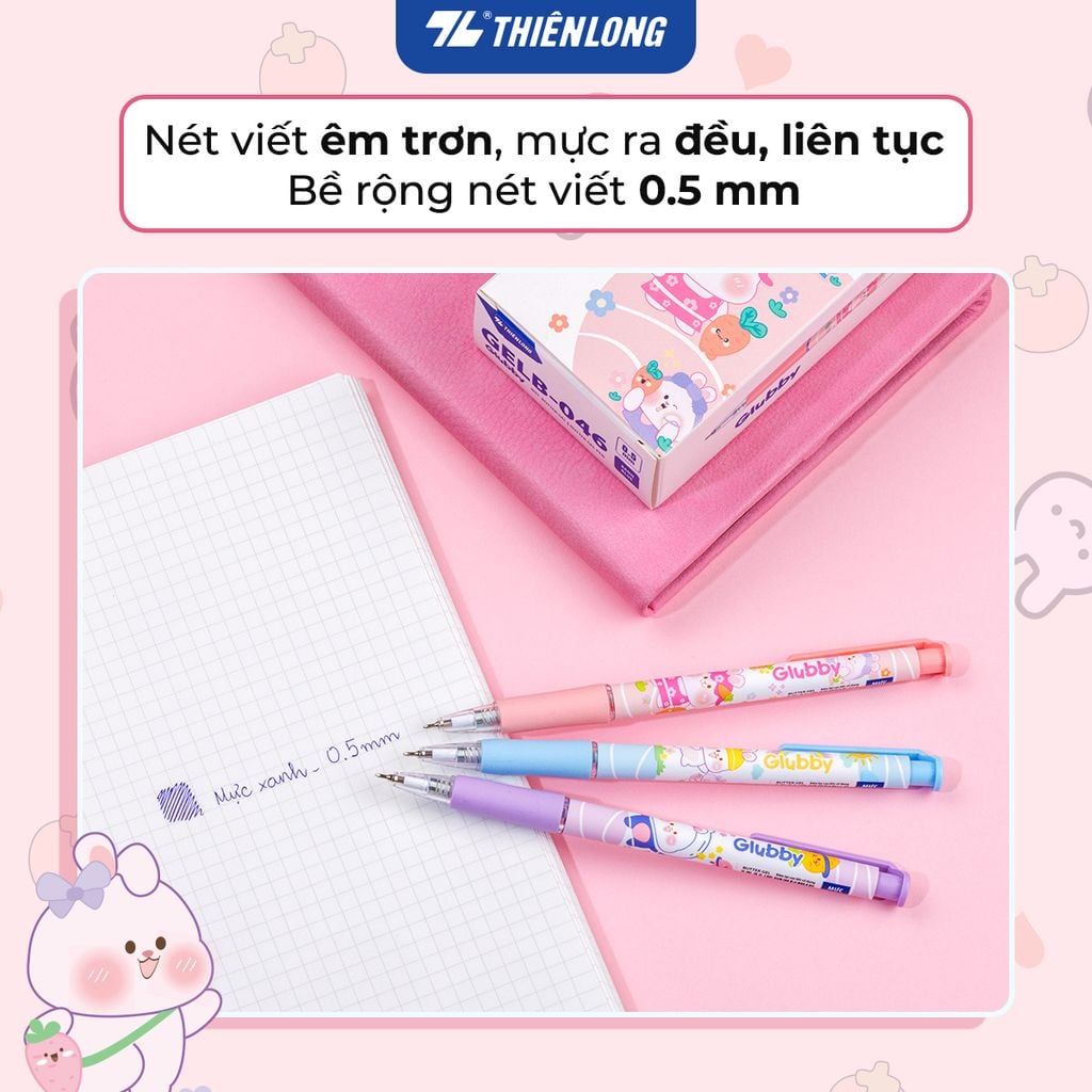 Combo 5/10/20 Bút gel B - Glubby Butter Gel Thiên Long GELB-046 - Mực Xanh