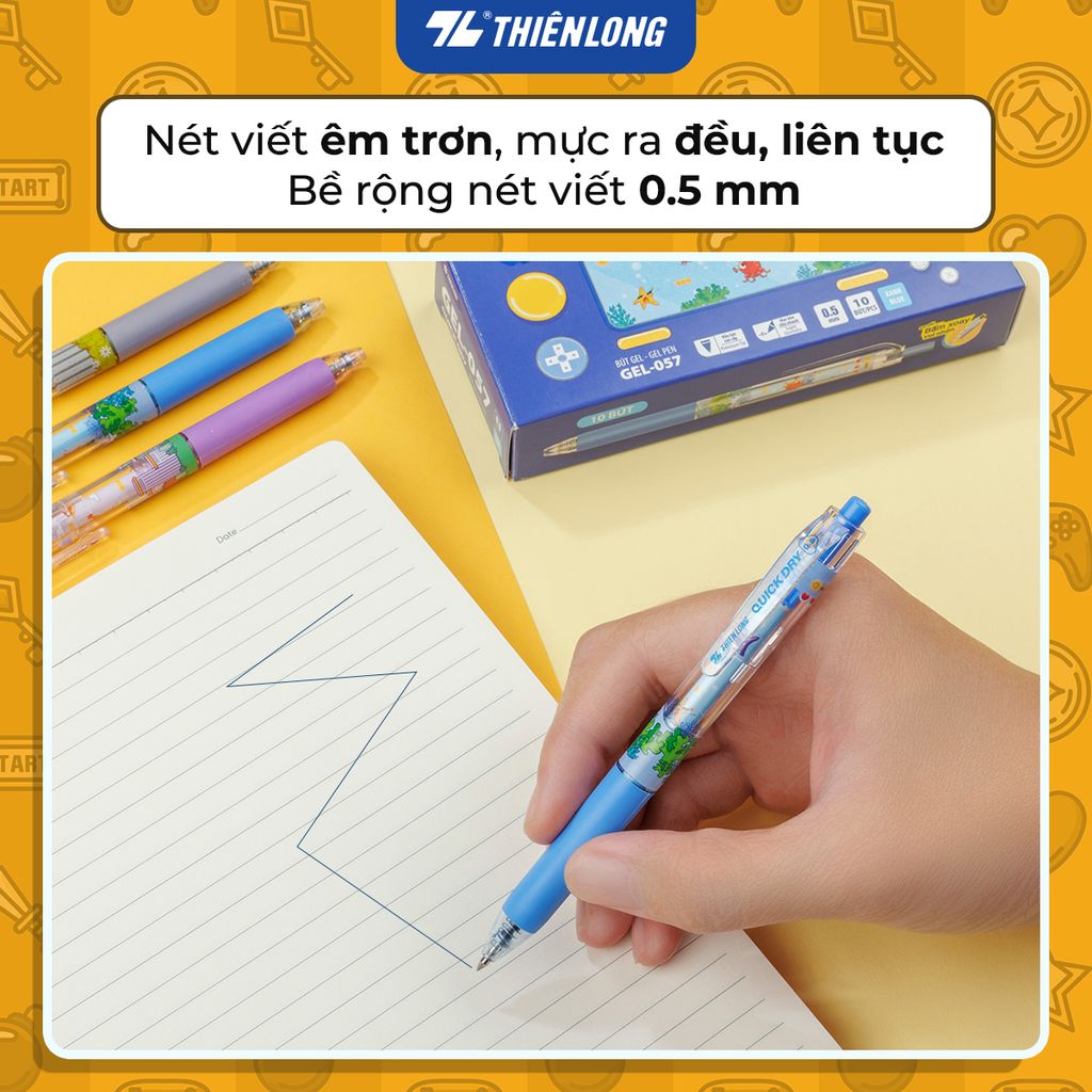 Combo 5/10/20 Bút gel Quick Dry Thiên Long GEL-057 - Mực khô siêu nhanh