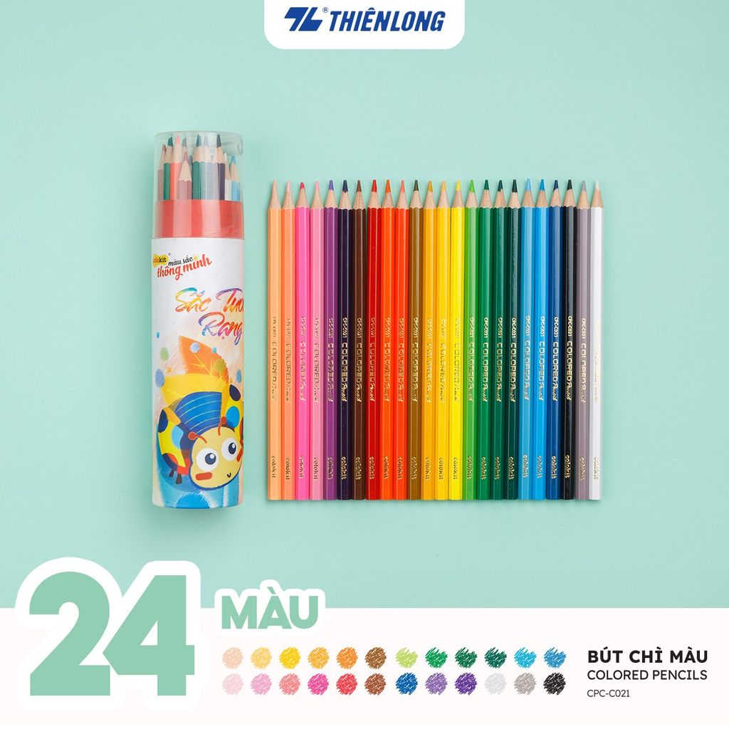 Bút chì màu chuyên nghiệp dạng lon 12/24/36 màu Thiên Long Colokit - Tiêu chuẩn châu Âu