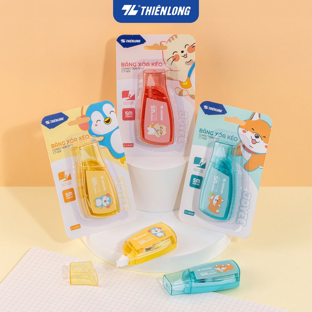 Bút xóa kéo - Correction Tape Thiên Long - Khô siêu nhanh Viết được ngay sau khi xóa