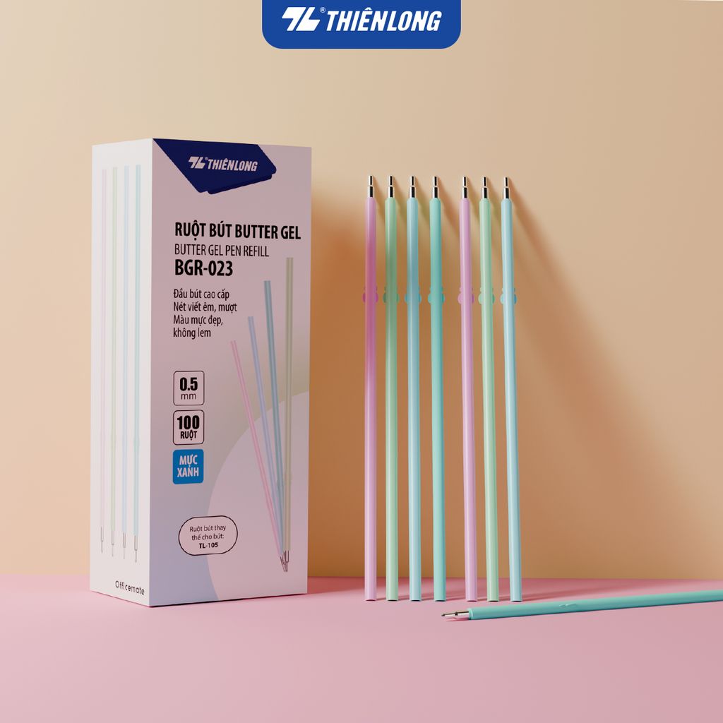 Combo 100 Ruột bút bi Officemate Thiên Long BGR-023 - Dùng cho bút PRO-027 - TL-105