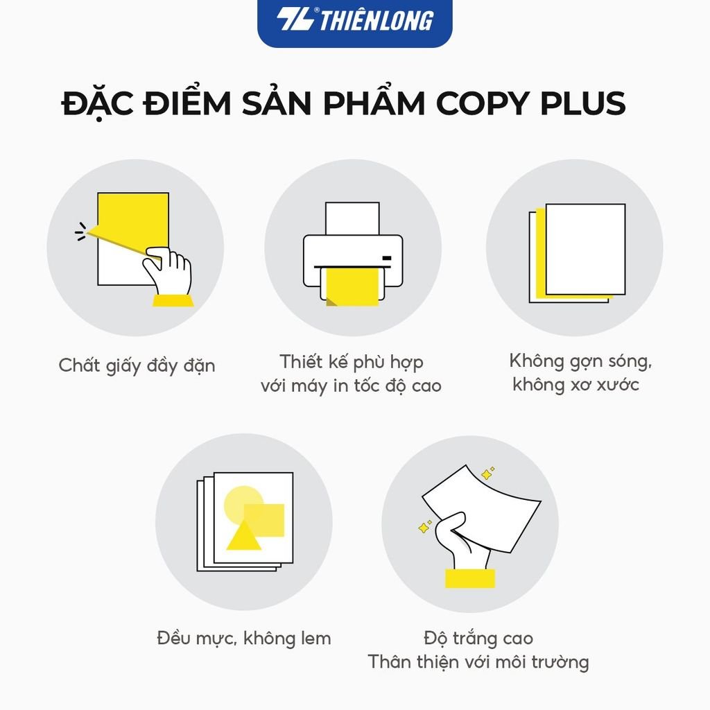 Combo 5 Ream giấy A4 70 gsm Thiên Long Copy Plus PP-003 (500 tờ)