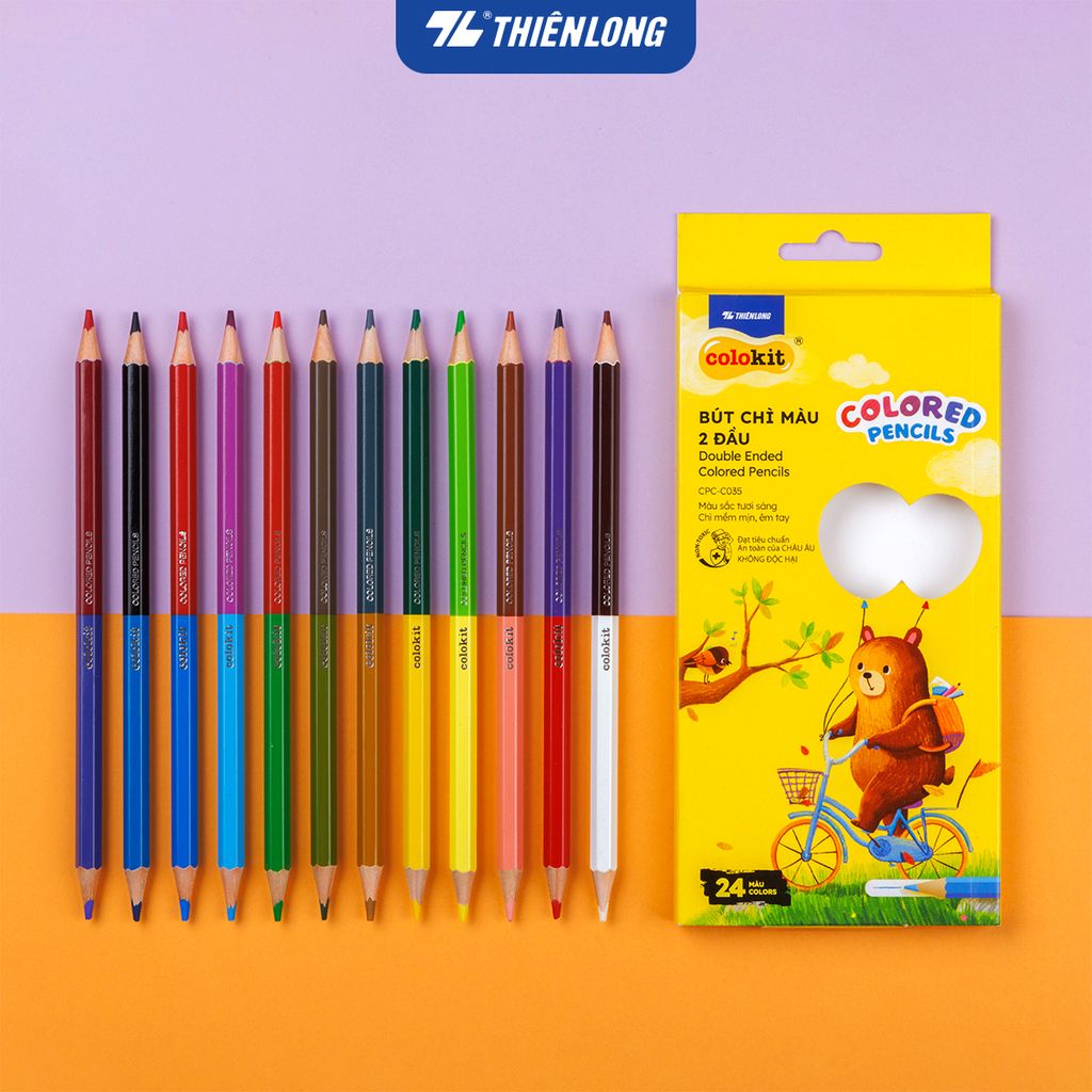 Bút chì 12/24 màu hai đầu - Double Ended Colored Pencils - Thiên Long Colokit