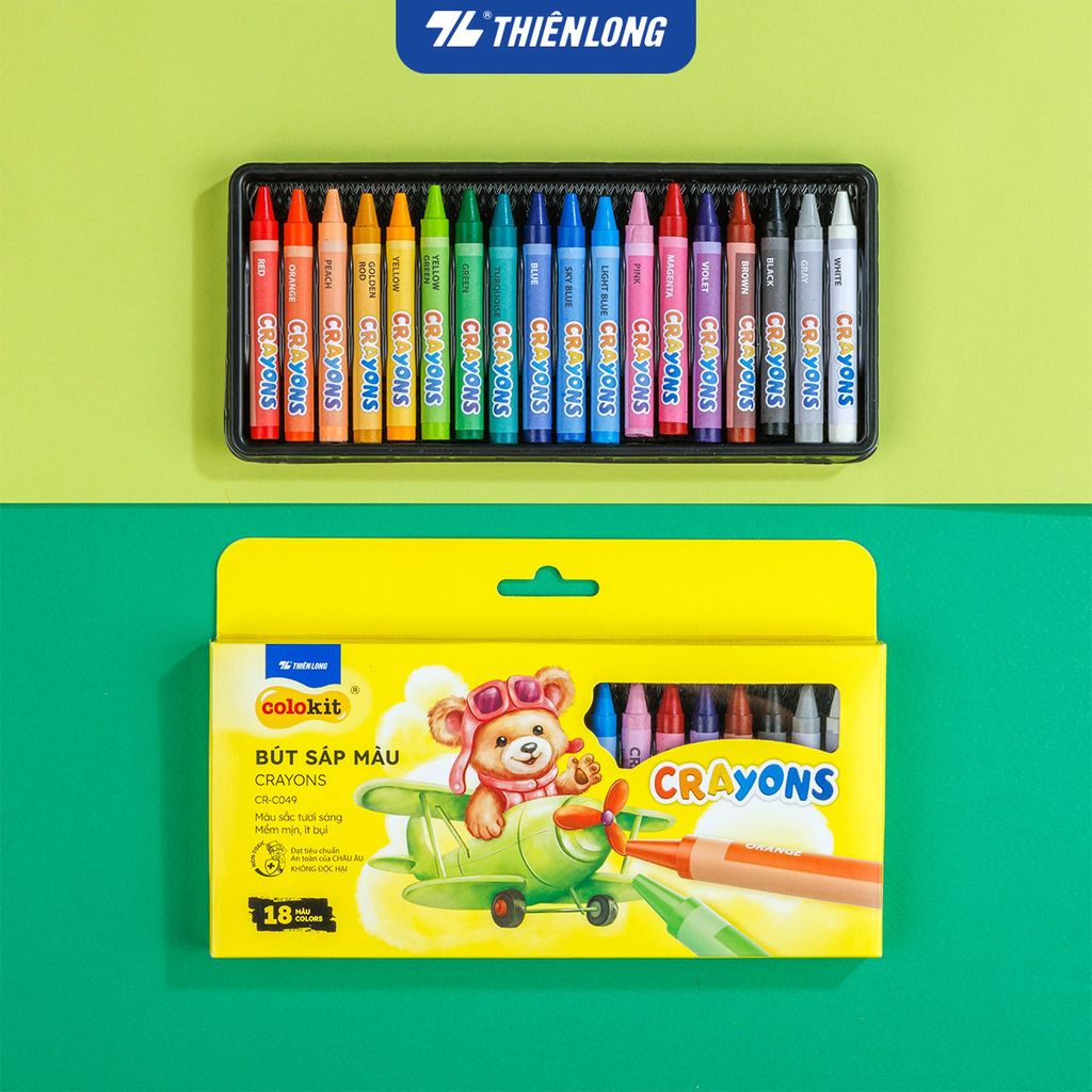 Bút sáp 12/18 màu Thiên Long Colokit - Màu sắc tươi sáng Phủ đều màu Bền màu