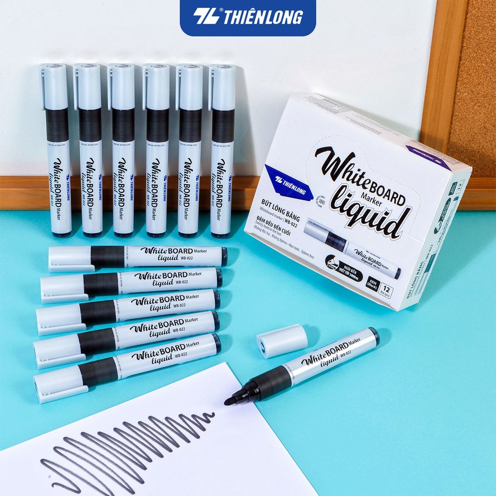 Combo 12 Bút lông bảng - Whiteboard Marker Liquid Thiên Long WB-022 - Không Xylene