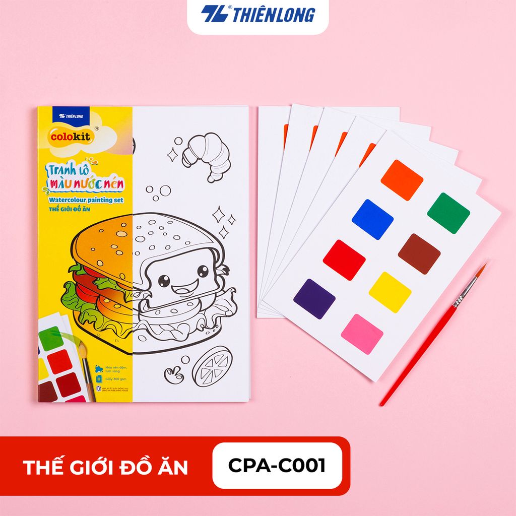 Tranh tập tô màu nước dạng nén - Watercolour Painting Set Thiên Long Colokit