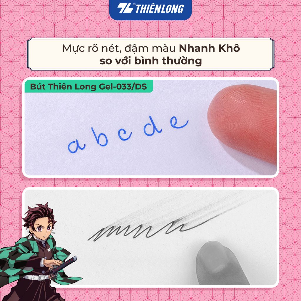 Combo 5/10/20 Bút gel Quick Dry Thiên Long Gel-033/DS Phiên bản đặc biệt Demon Slayer  - Mực khô siêu nhanh