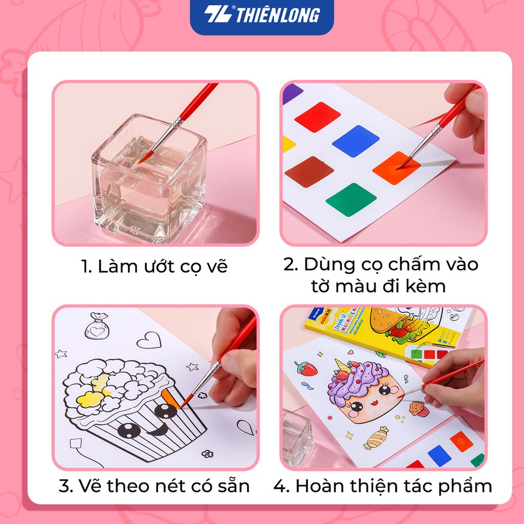 Tranh tập tô màu nước dạng nén - Watercolour Painting Set Thiên Long Colokit